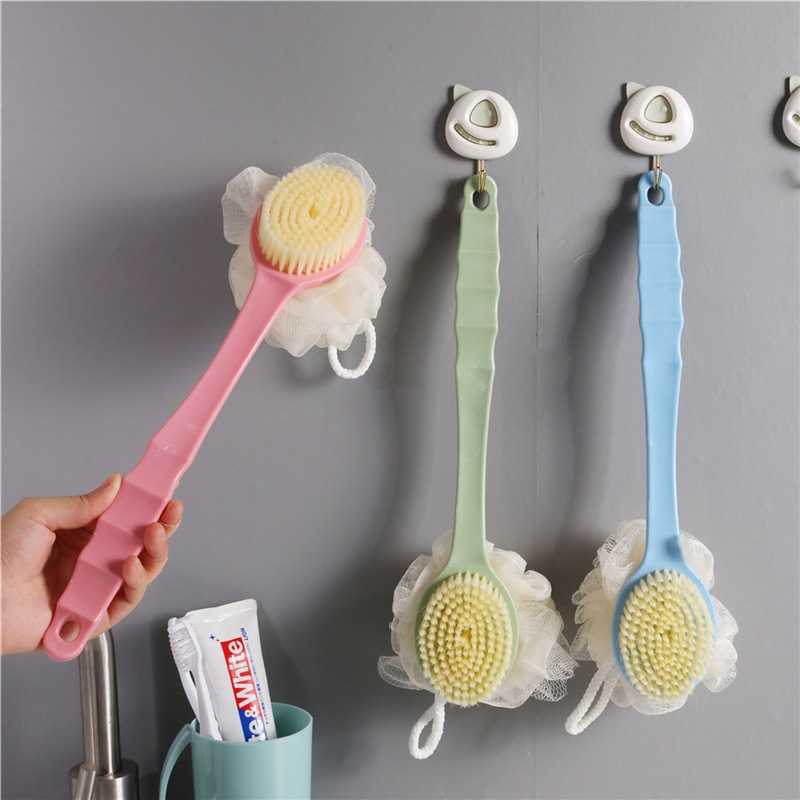 Cây Cọ Lưng Tắm 2 Đầu[Bàn Chải+Bông Tắm] - XANH DƯƠNG