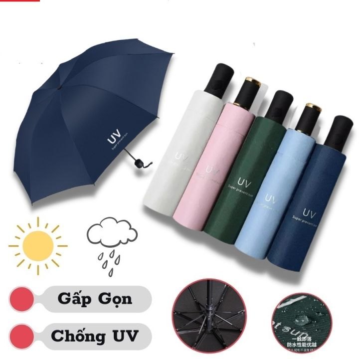 Ô Dù Chống Tia UV Vải 4 Lớp(CHỌN MÀU) - TRĂNG