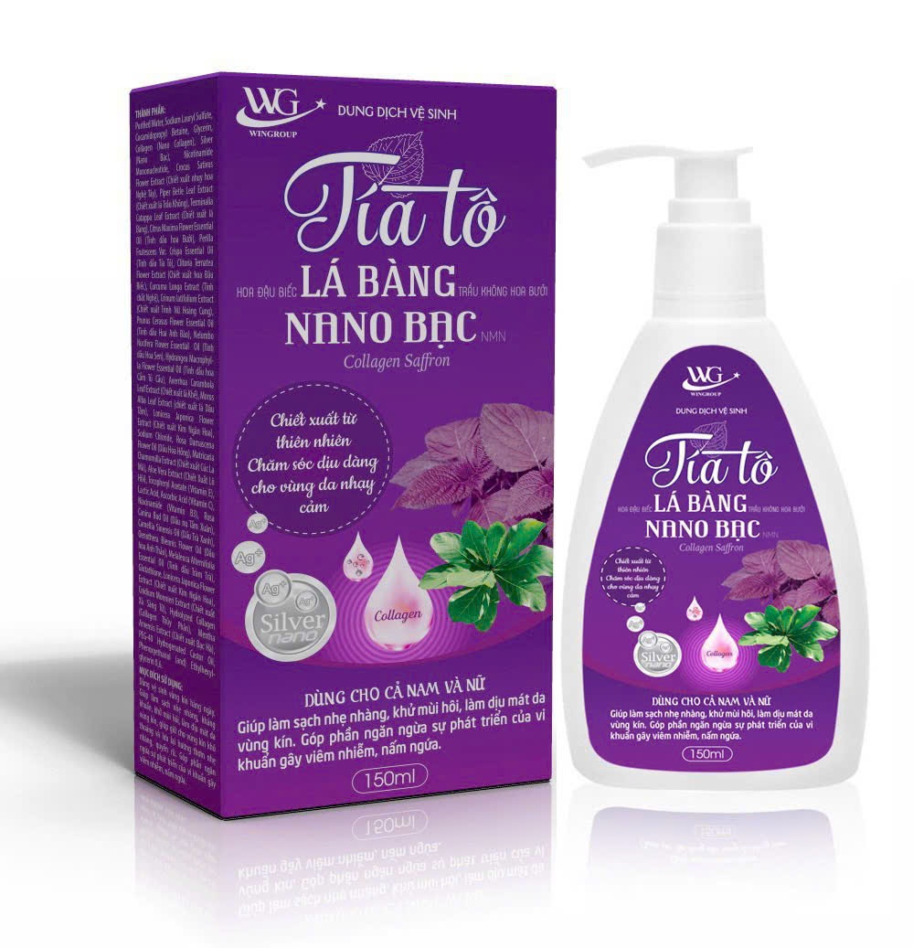 Dung Dịch Vệ Sinh Tía Tô Lá Bàng NANO Bạc WG 150ml(Dẹp Trắng MV995902) - DDVS MV995902