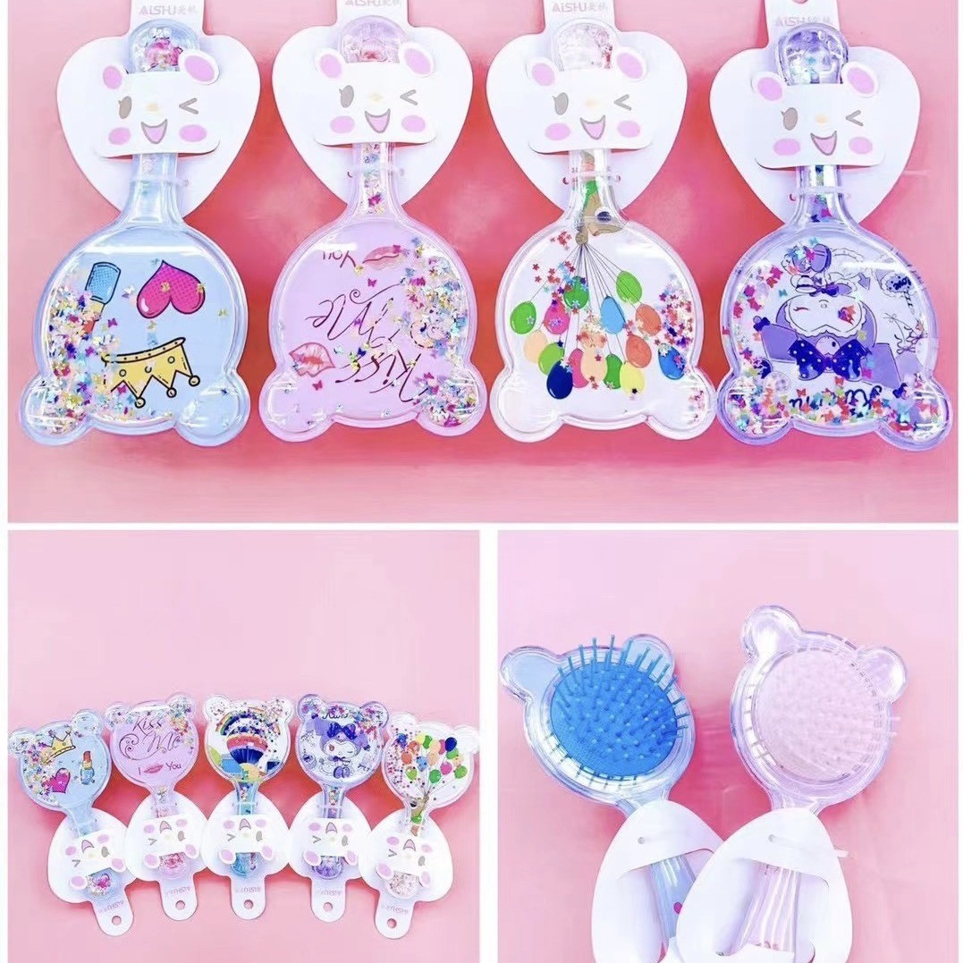 Lược Đệm Khí Gỡ Tóc Rối Hình GẤU Cute Mix Sequin NO.8910 [GIAO TRỘN MẪU - HÌNH GẤU]