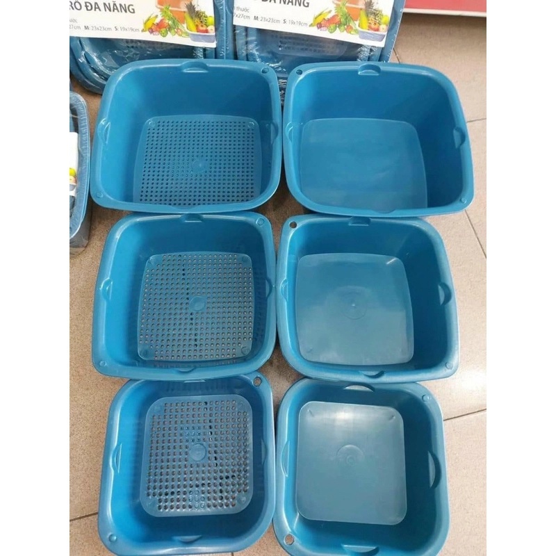 Set 3 Bộ Rổ Chậu Nhựa To Nhỏ Nhà Bếp ECCO(3 RỔ + 3 CHẬU)