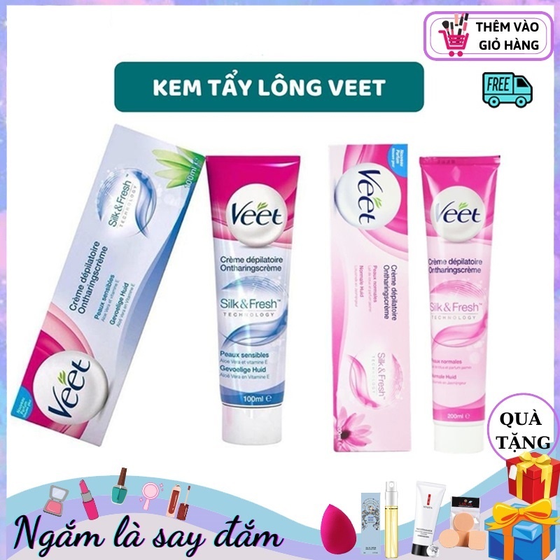 Kem Tẩy Lông Veet Silk & Fresh 100ml(Xanh/Hồng Ngẫu Nhiên/Kem WAX Lông) - XANH