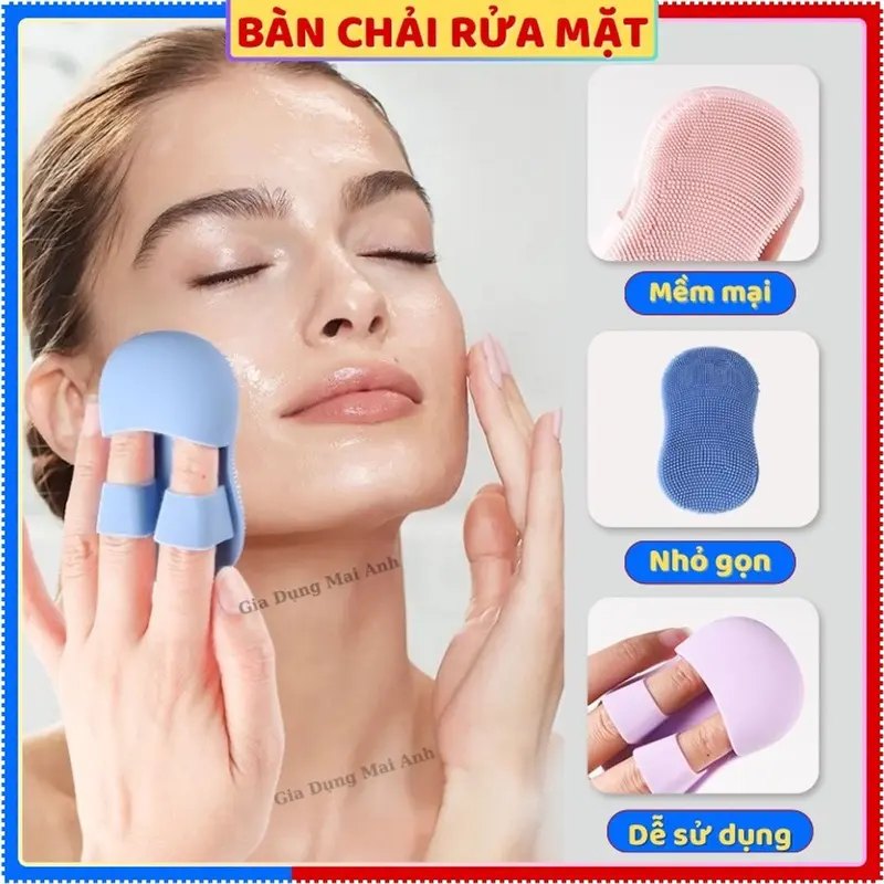 Cọ Rửa Mặt Silicon Đeo Ngón Tay Tiện Lợi(Bàn Chải Rửa Mặt) - MÀU XANH
