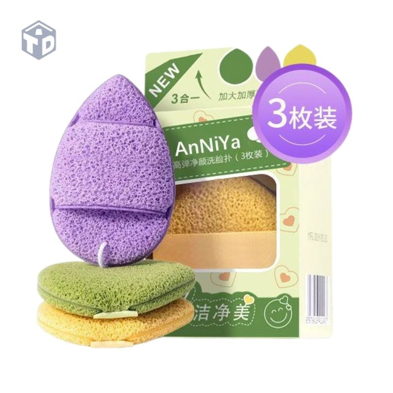 Hộp 3 Mút Bọt Biển Rửa Mặt Làm Sạch Sâu MV752241