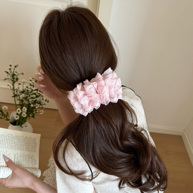 Kẹp Tóc Hoa Voan Lụa Mây Bồng Bềnh MẪU MỚI 13cm - Xanh