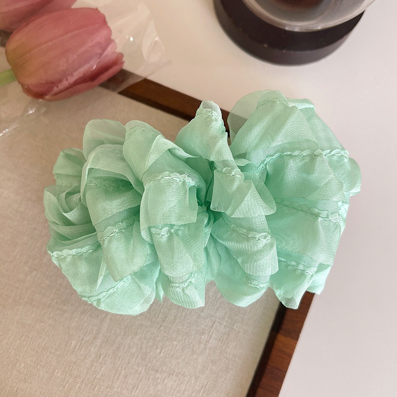 Kẹp Tóc Hoa Voan Lụa Mây Bồng Bềnh MẪU MỚI 13cm - Xanh