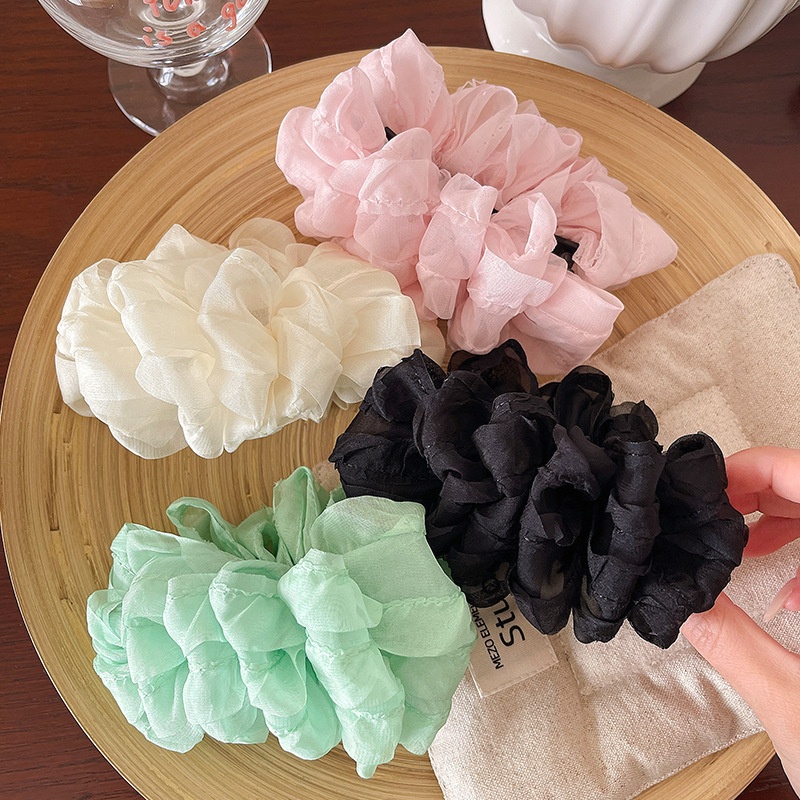 Kẹp Tóc Hoa Voan Lụa Mây Bồng Bềnh MẪU MỚI 13cm - Xanh
