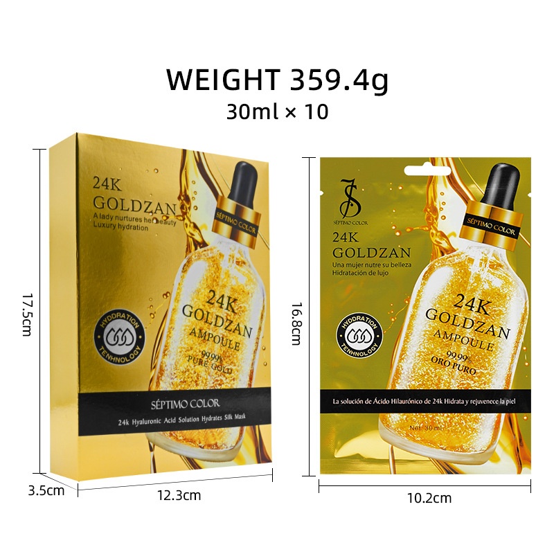 Hộp 10 Miếng Mặt Nạ Vàng 24k GOLDZAN 7S (28ml x 10 pes) MV541631[thùng 60 HỘP]