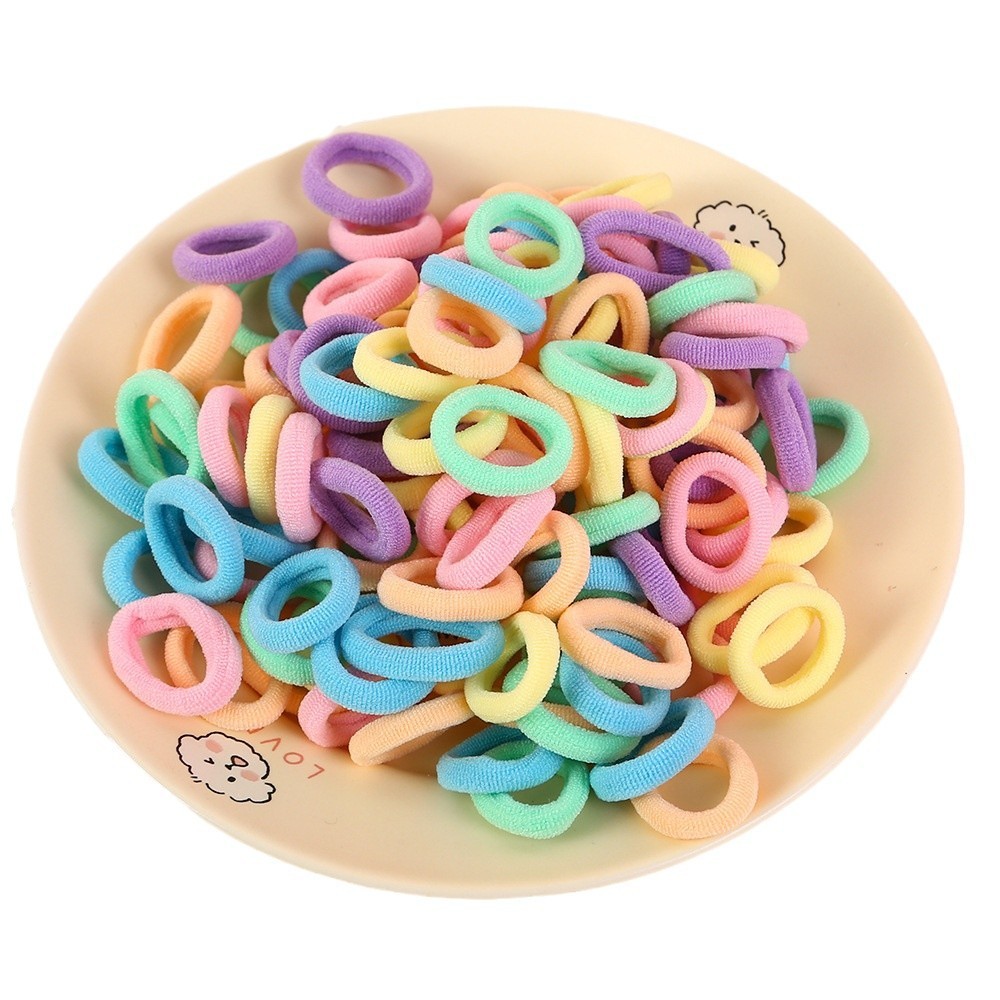 Bịch 500 Dây Buộc Tóc Thun Nỉ Cho Bé Màu Sắc (2cm) - NÂU MIX