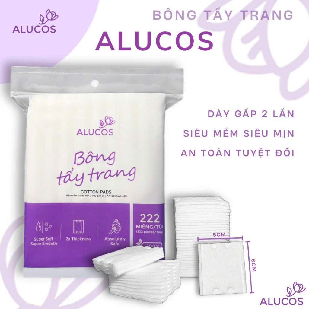 Bông Tẩy Trang Alucos 222 Miếng(Gói Vuông)