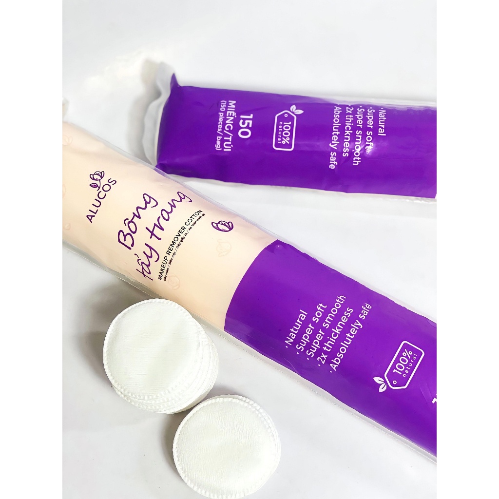 Bông Tẩy Trang Alucos 150 Miếng (Gói Dài Tròn)