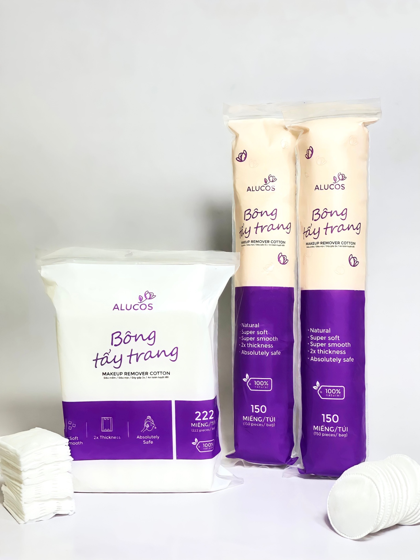 Bông Tẩy Trang Alucos 222 Miếng(Gói Vuông)