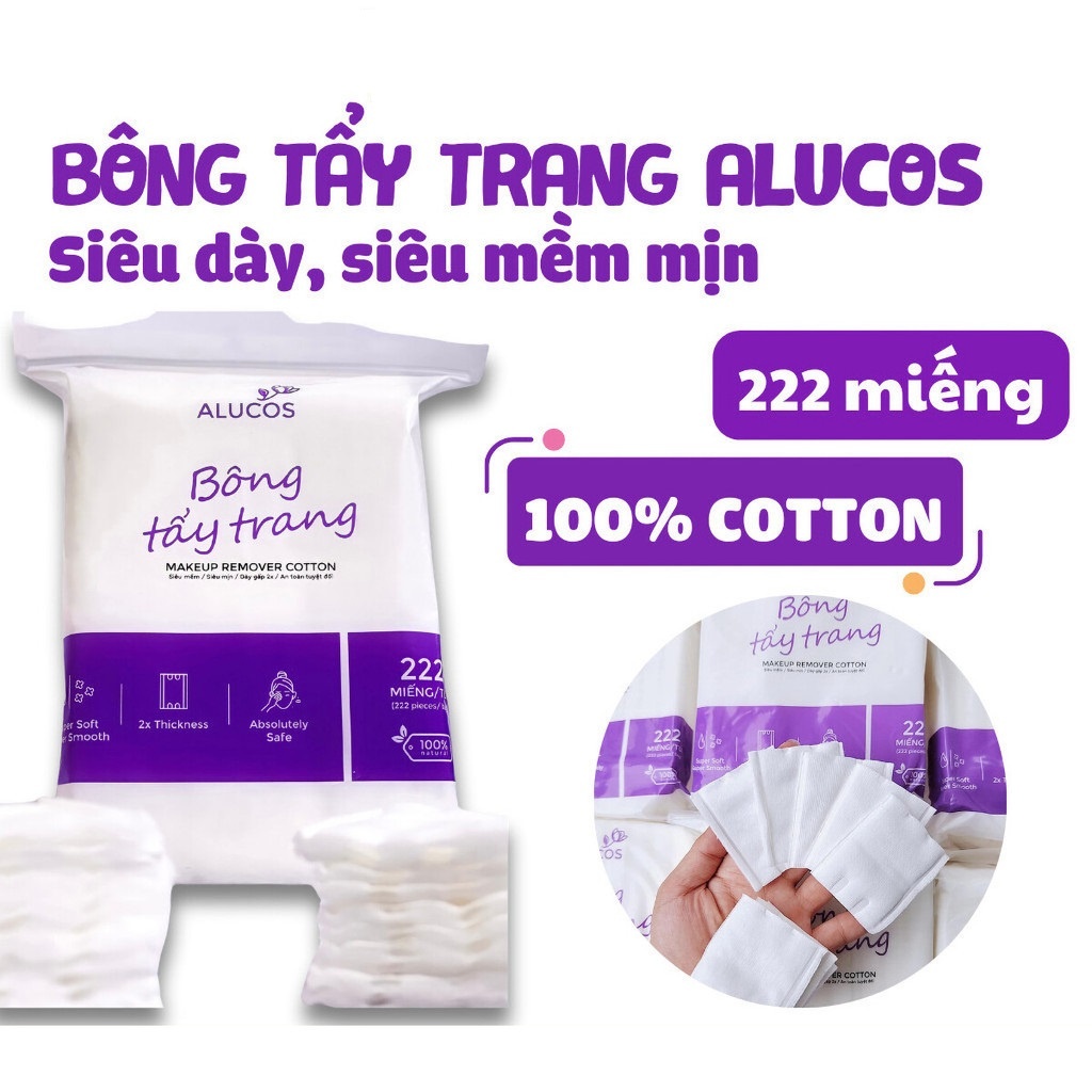 Bông Tẩy Trang Alucos 222 Miếng(Gói Vuông)