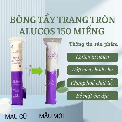 Bông Tẩy Trang Alucos 150 Miếng (Gói Dài Tròn)