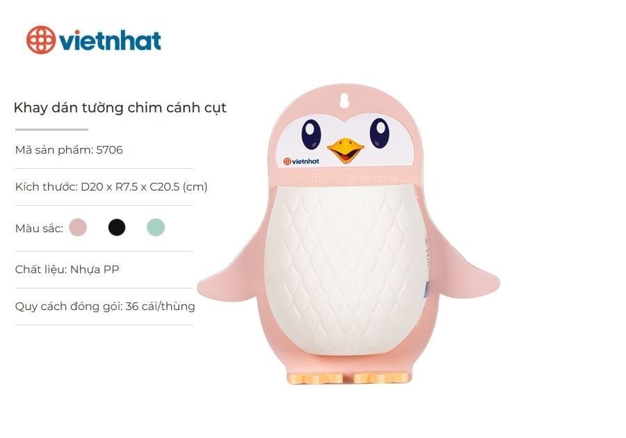 Khay Dán Tường Chim Cánh Cụt Việt Nhật Mã 5706 - Hồng