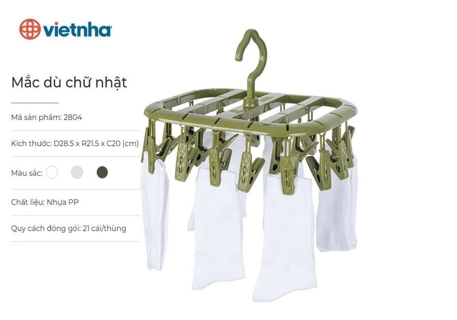 Mắc Dù Chữ Nhật Việt Nhật Mã 2804 - Xanh Lá