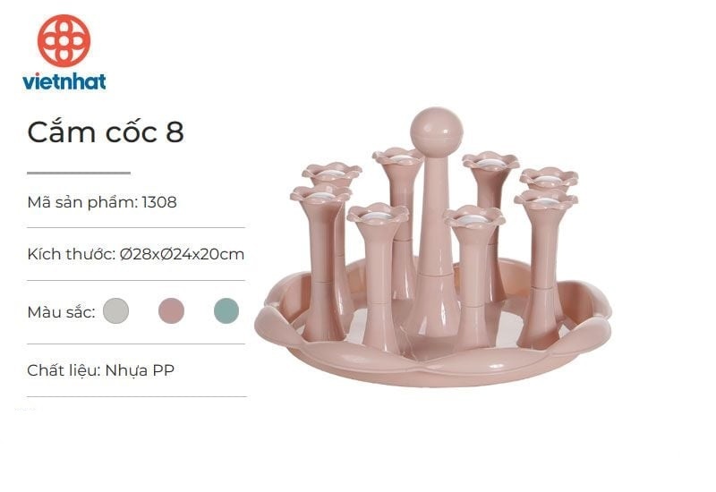 Khay Cắm Cốc 8 Việt Nhật Mã 1308 - Hồng