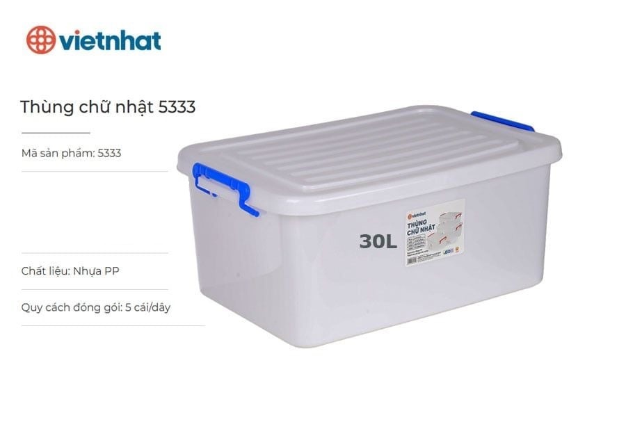 Thùng Việt Nhật Chữ Nhật 30L Việt Nhật Mã 5333 (57x38x21cm)