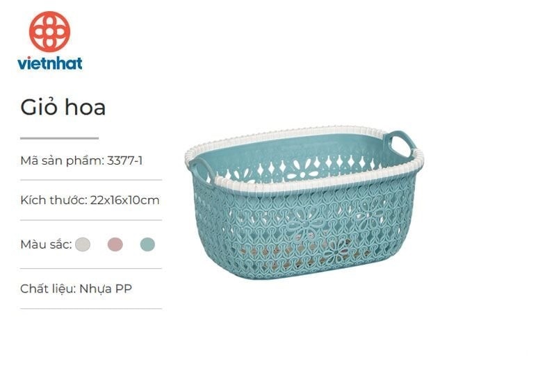 Giỏ Hoa Việt Nhật Cỡ Bé Mã 3377-2 - Xanh Dương Xám