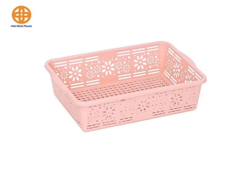 Rổ Hoa Vuông Bé Việt Nhật Mã 3455 - Hồng