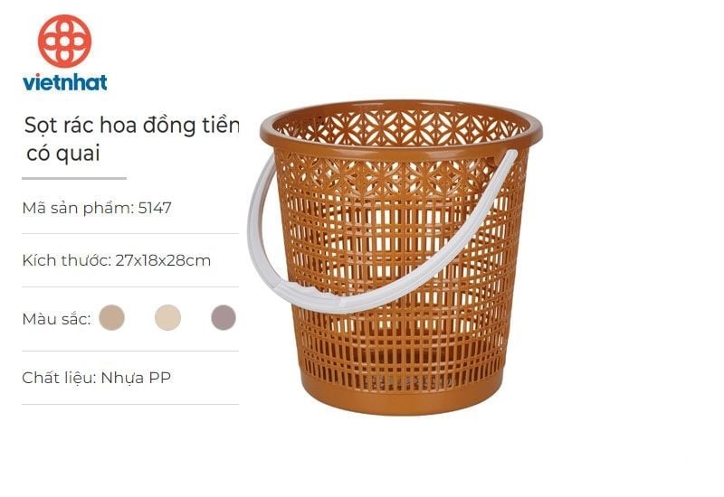 Sọt Rác Hoa Đồng Tiền Việt Nhật Mã 5147 - Cam