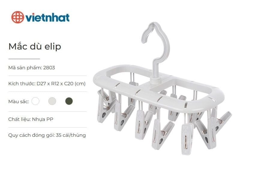 Mắc Dù ELip Việt Nhật Mã 2803 - Xám