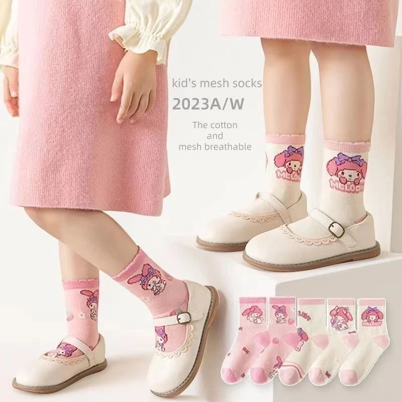 Set 5 Đôi Tất Trẻ Em Bé Gái MELODY (Túi Zip/HỒNG)