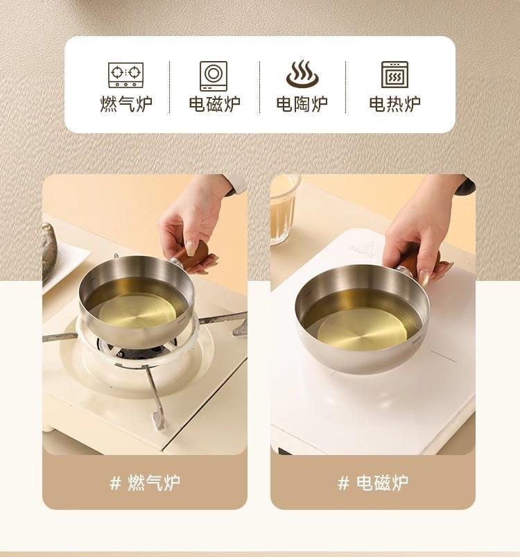 Chảo inox Mini Cán Gỗ 14cm (Ko Nắp)