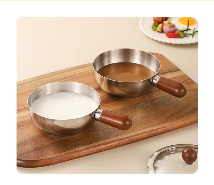 Chảo inox Mini Cán Gỗ 14cm (Ko Nắp)