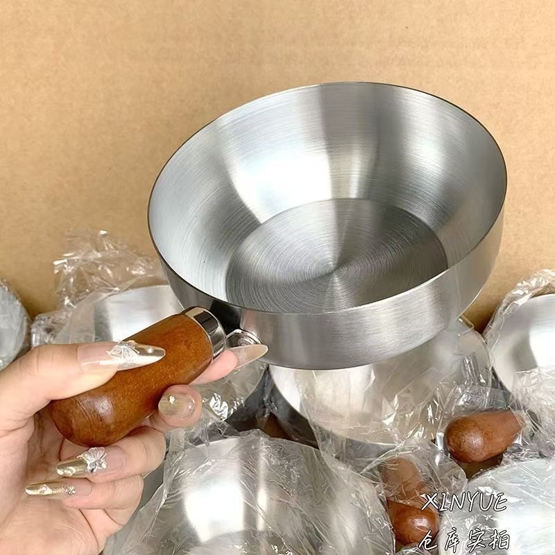 Chảo inox Mini Cán Gỗ 14cm (Ko Nắp)