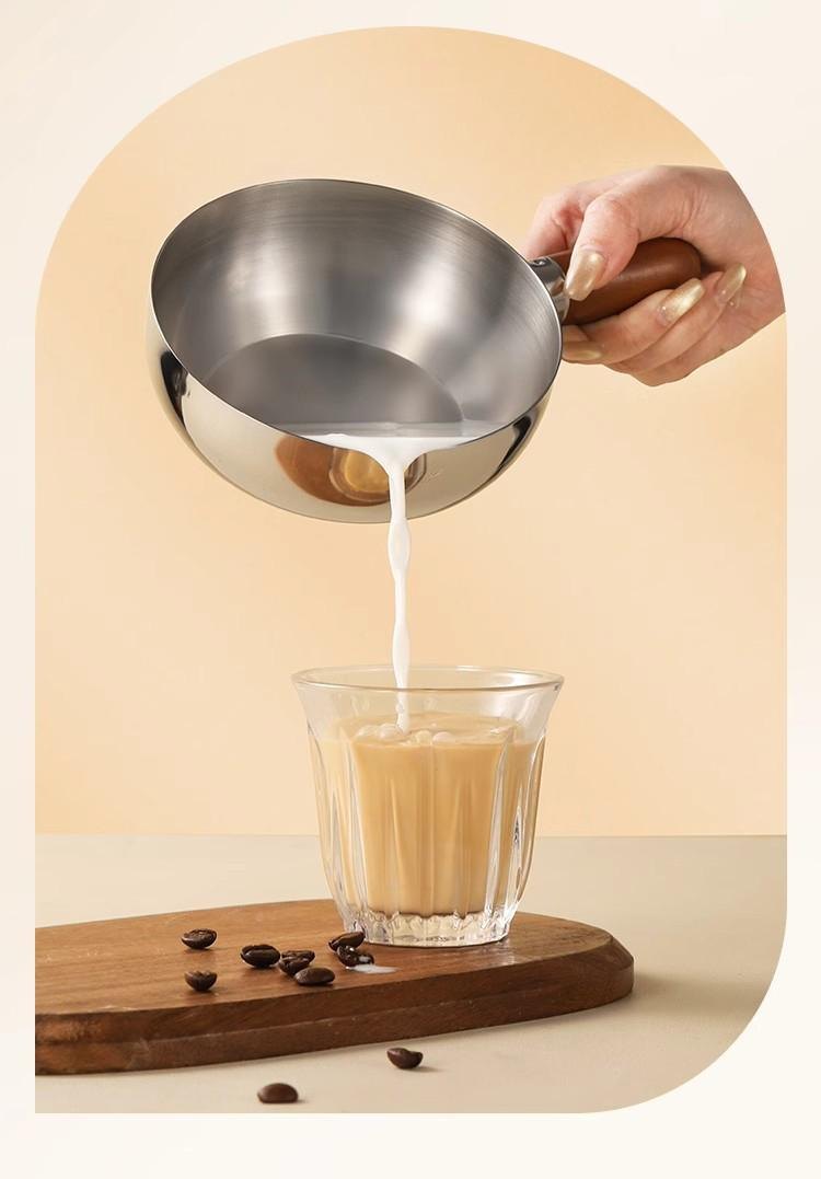 Chảo inox Mini Cán Gỗ 14cm (Ko Nắp)