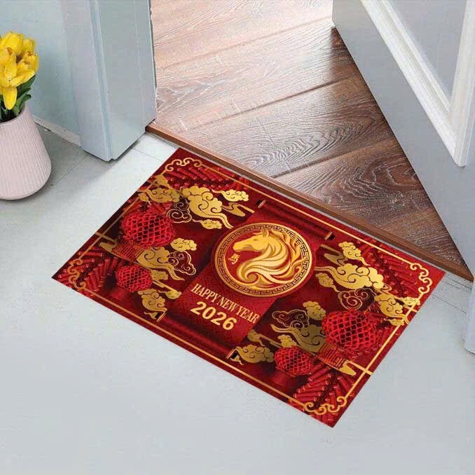 Thảm Chân Tết 2026 Bính Ngọ(Vải Nỉ 60x40cm)