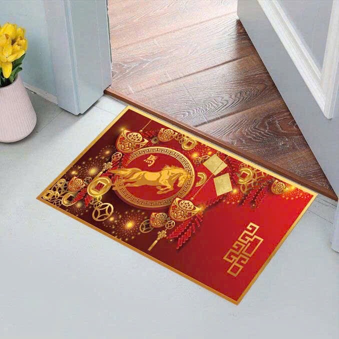 Thảm Chân Tết 2026 Bính Ngọ(Vải Nỉ 60x40cm)