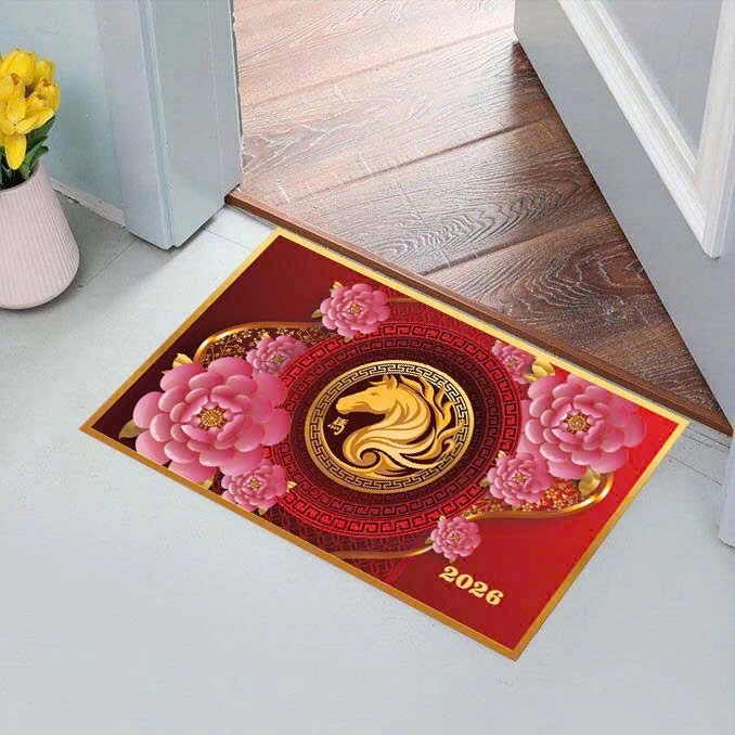 Thảm Chân Tết 2026 Bính Ngọ(Vải Nỉ 60x40cm)