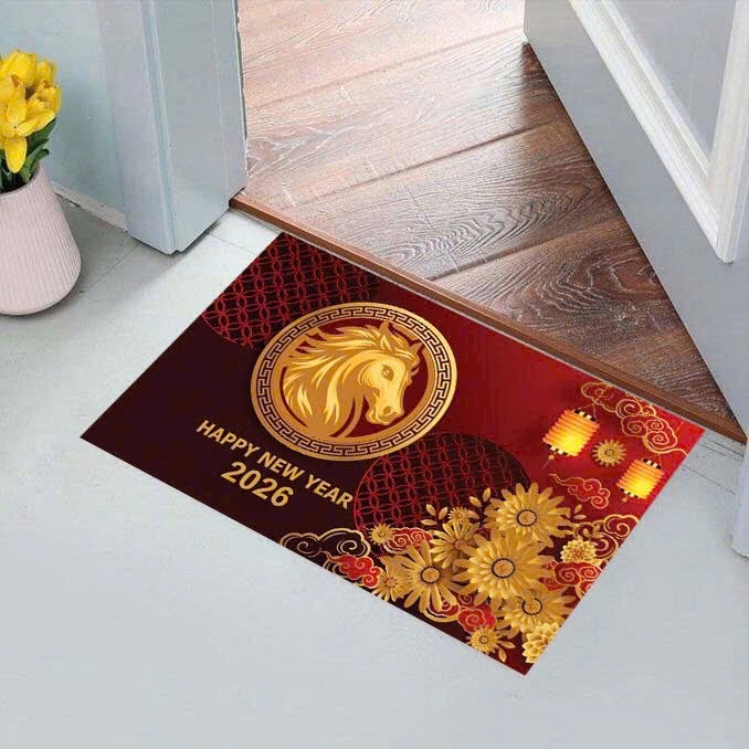 Thảm Chân Tết 2026 Bính Ngọ(Vải Nỉ 60x40cm)