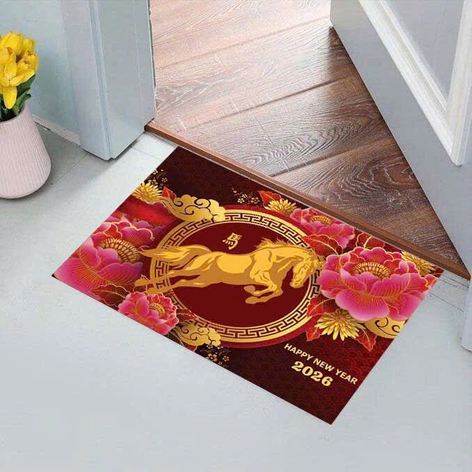 Thảm Chân Tết 2026 Bính Ngọ(Vải Nỉ 60x40cm)