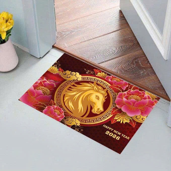 Thảm Chân Tết 2026 Bính Ngọ(Vải Nỉ 60x40cm)