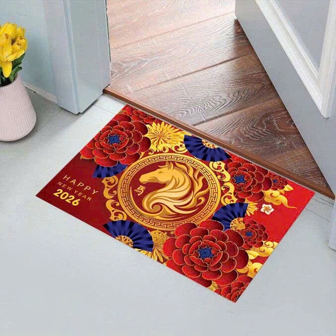 Thảm Chân Tết 2026 Bính Ngọ(Vải Nỉ 60x40cm)