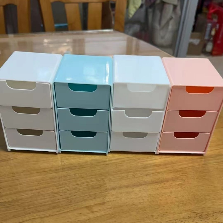 Tủ Mini 3 Tầng Decor Bàn Học(13x9x8cm) - # MÀU HỒNG