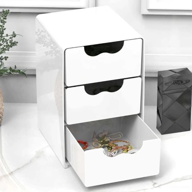 Tủ Mini 3 Tầng Decor Bàn Học(13x9x8cm) - # MÀU HỒNG