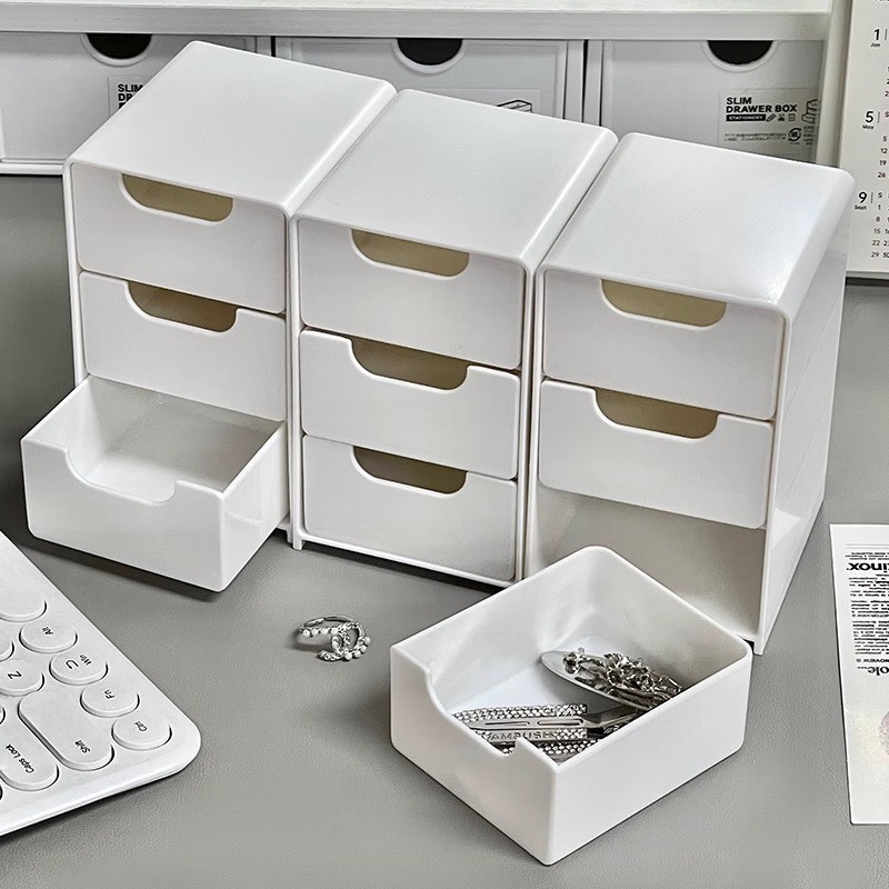 Tủ Mini 3 Tầng Decor Bàn Học(13x9x8cm) - # MÀU HỒNG