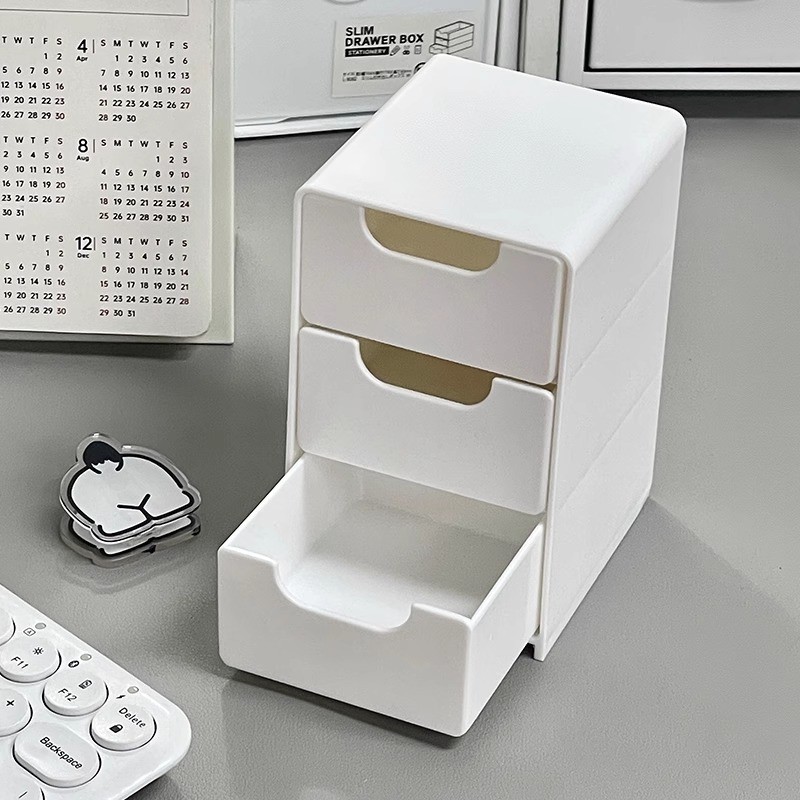 Tủ Mini 3 Tầng Decor Bàn Học(13x9x8cm) - # MÀU HỒNG