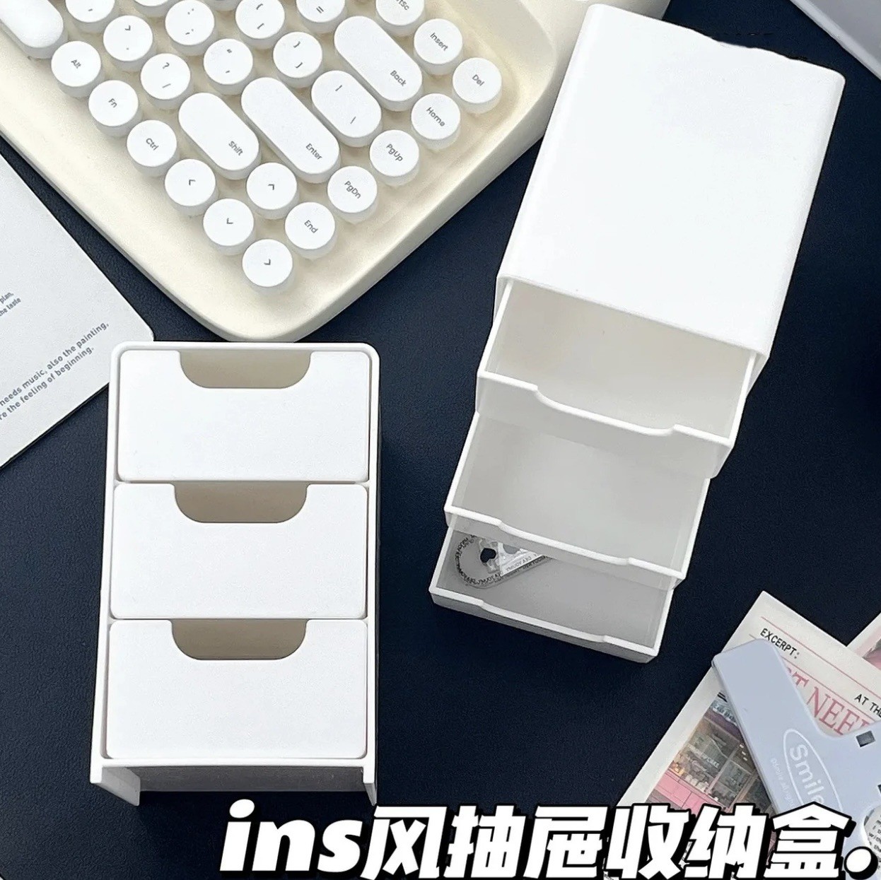Tủ Mini 3 Tầng Decor Bàn Học(13x9x8cm) - # MÀU HỒNG