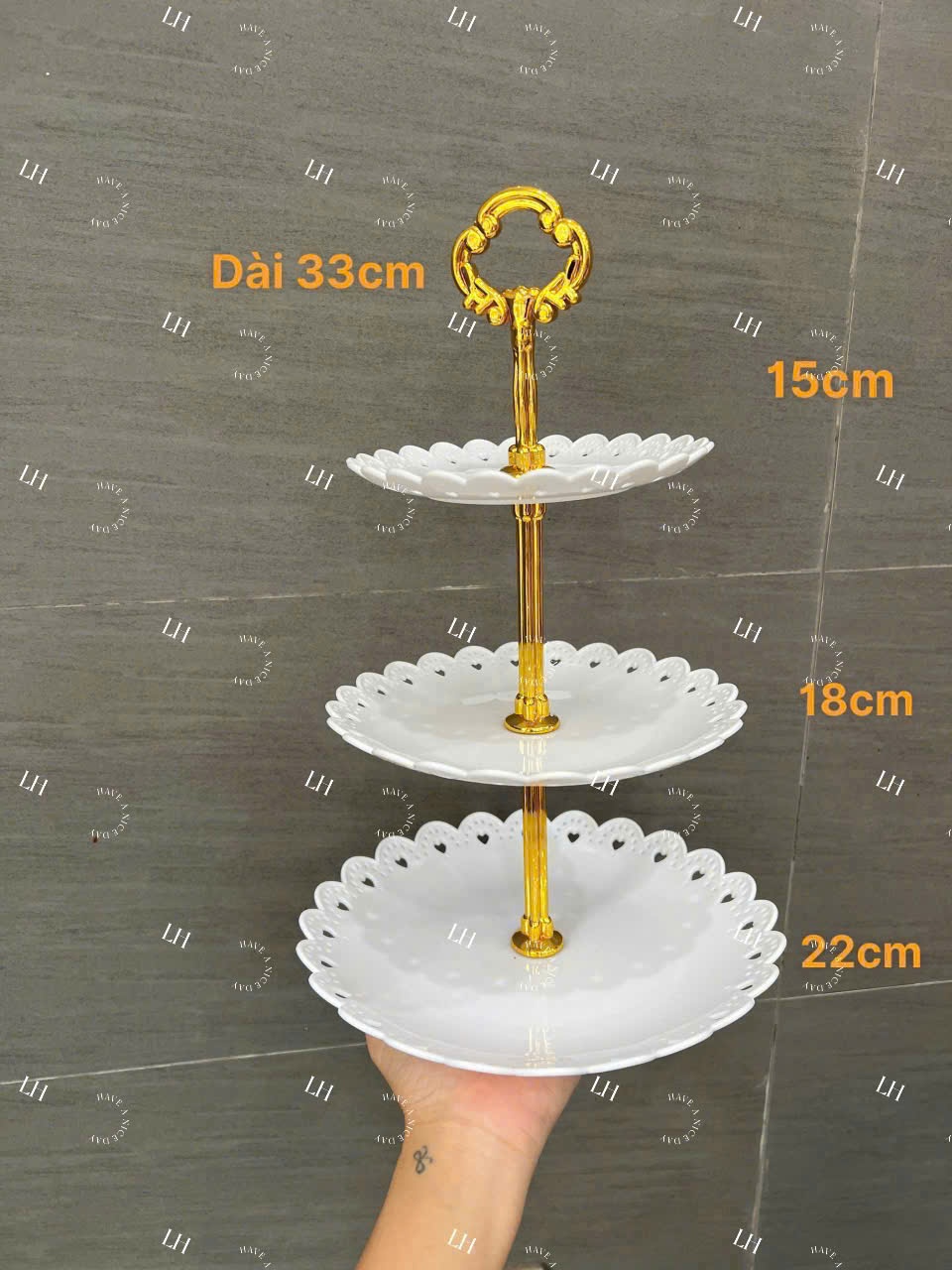 Khay Để Mứt, Bánh Kẹo 3 Tầng 33cm