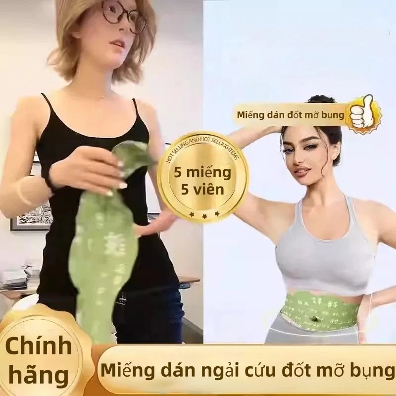 Hộp 5 Miếng Dán Ngải Cứu Tan Mỡ Bụng TRIỆU LỘ TƯ (Có Kèm 5 Viên Cao)