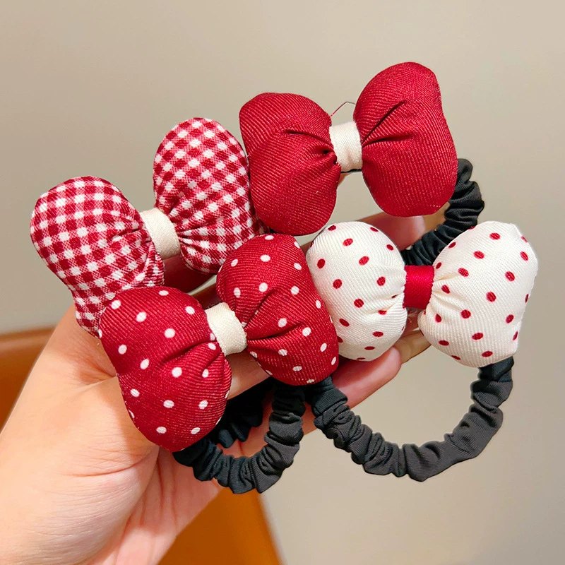 Chun Cột Tóc Hoa Nơ Phồng Đỏ - Nơ Đỏ