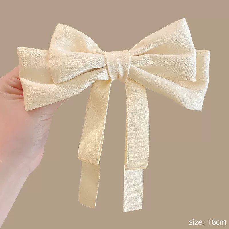Kẹp Tóc Tiểu Thư Nơ Lụa Siêu Điệu Đà - Trắng