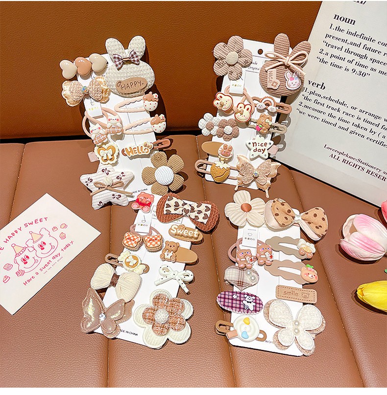 Set 10 Kẹp Tóc Nâu Xinh