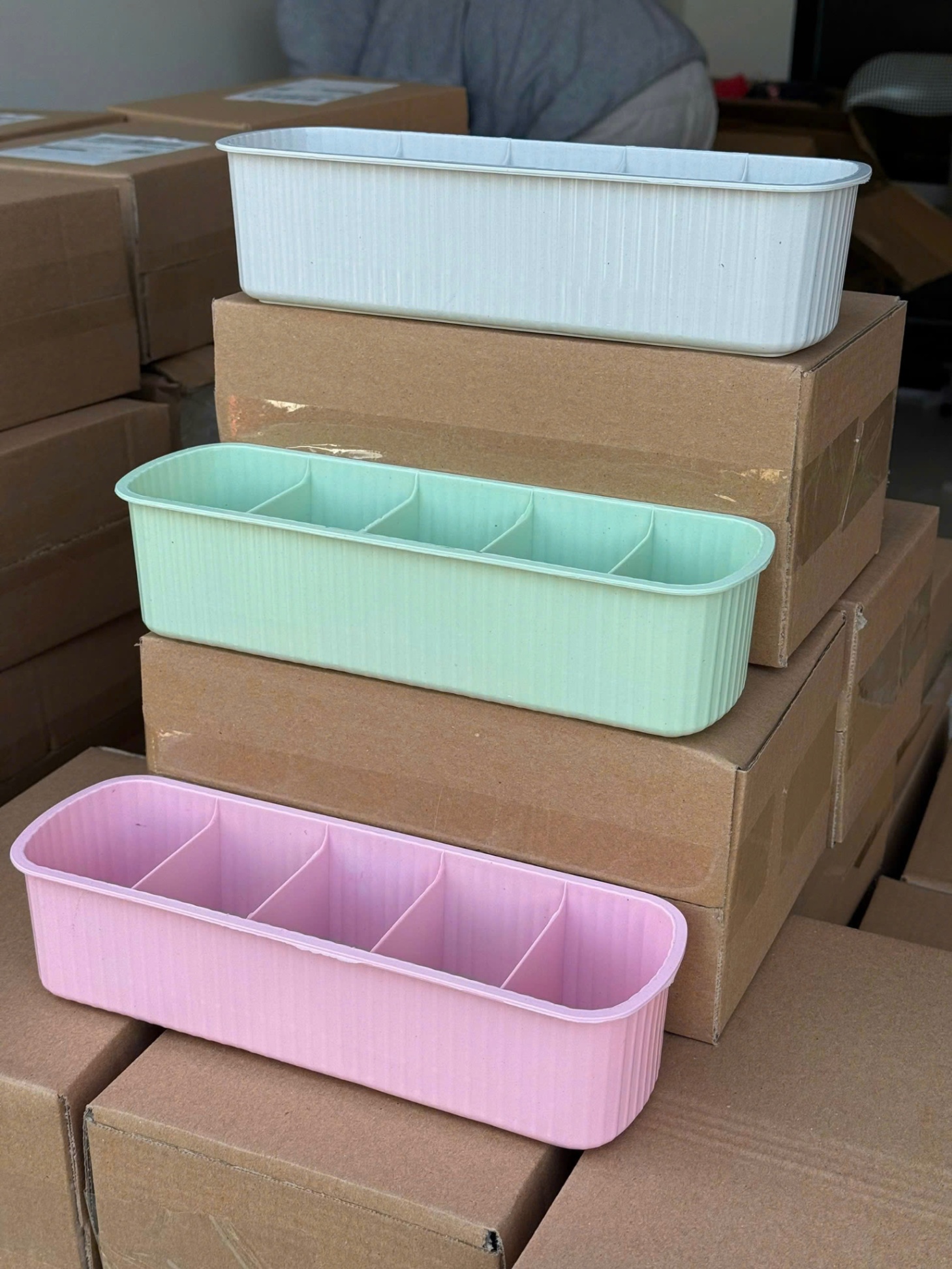 Khay 5 Ngăn Để Tất Đồ Lót Tiện Dụng - Xanh
