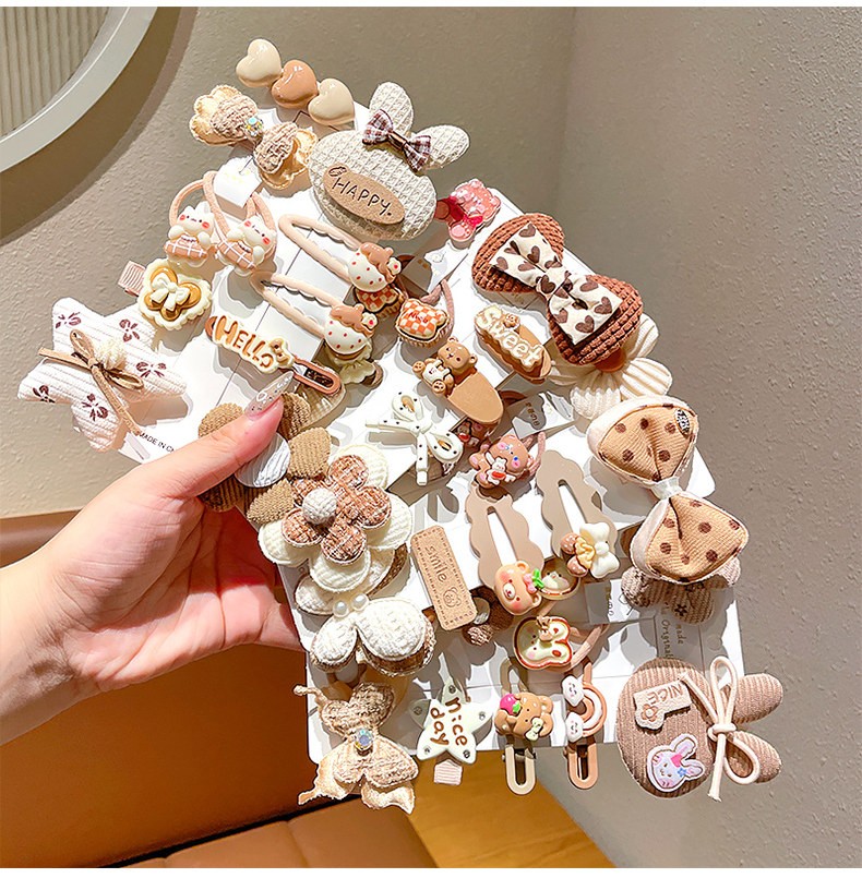 Set 10 Kẹp Tóc Nâu Xinh